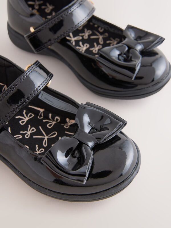 Black Patent Wide Fit (G) Bow Mary Jane School Shoes