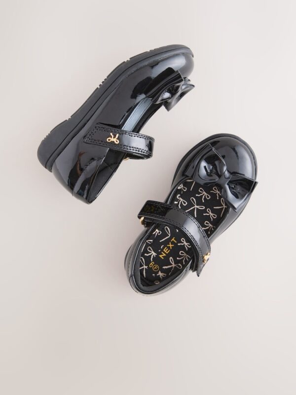 Black Patent Wide Fit (G) Bow Mary Jane School Shoes