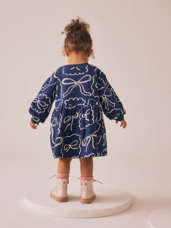 Navy Bow Sweat Dress
