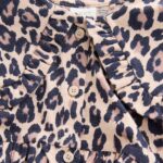 Leopard Print Long Sleeve Collared Dress