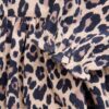 Leopard Print Long Sleeve Collared Dress