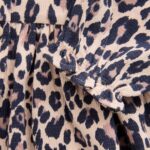 Leopard Print Long Sleeve Collared Dress