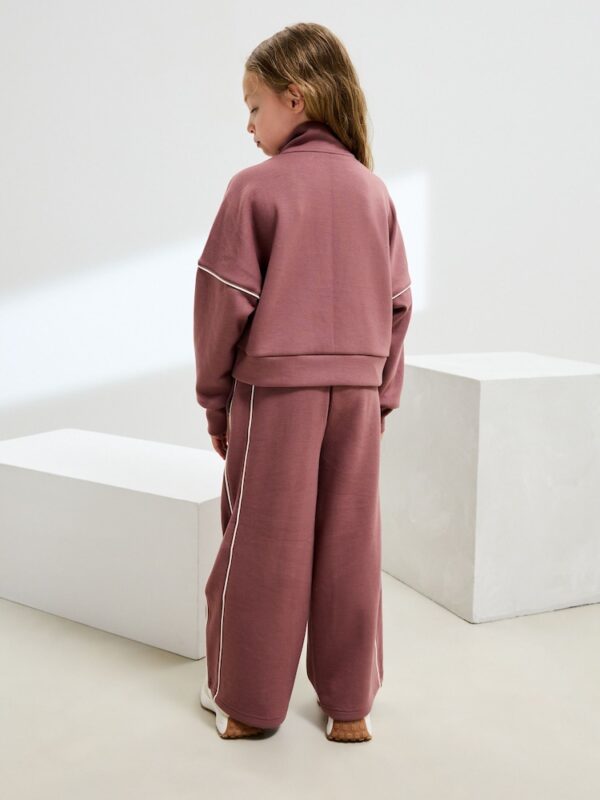 Rust Pink Supersoft Zip Neck Crew and Wide Leg Joggers Set
