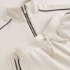 Neutral Supersoft Zip Neck Crew and Wide Leg Joggers Set