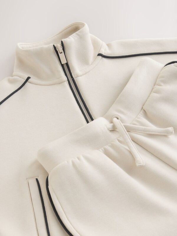 Neutral Supersoft Zip Neck Crew and Wide Leg Joggers Set