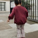 Burgundy Red Check Mouse Sweatshirt and Flare Leggings Set