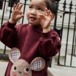 Burgundy Red Check Mouse Sweatshirt and Flare Leggings Set