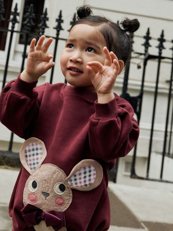 Burgundy Red Check Mouse Sweatshirt and Flare Leggings Set