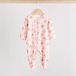 Pink Baby Two Way Zip Sleepsuits 3 Pack