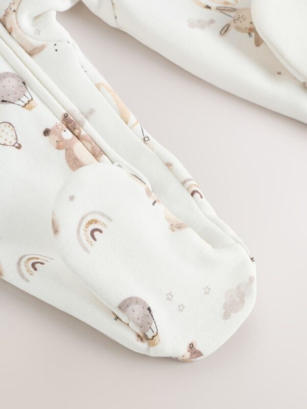 Cream Baby Two Way Zip Fleece Lined Sleepsuit