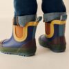 Navy Colourblock Warm Lined Ankle Wellies