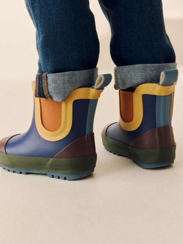 Navy Colourblock Warm Lined Ankle Wellies