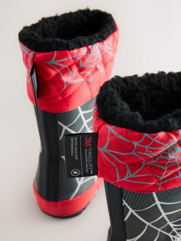 Black/Red Spiderman Thermal Thinsulate™ Lined Cuff Wellies