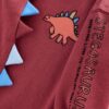 Burgundy Red Dinosaur Spikes Crew Sweatshirt And Joggers Set