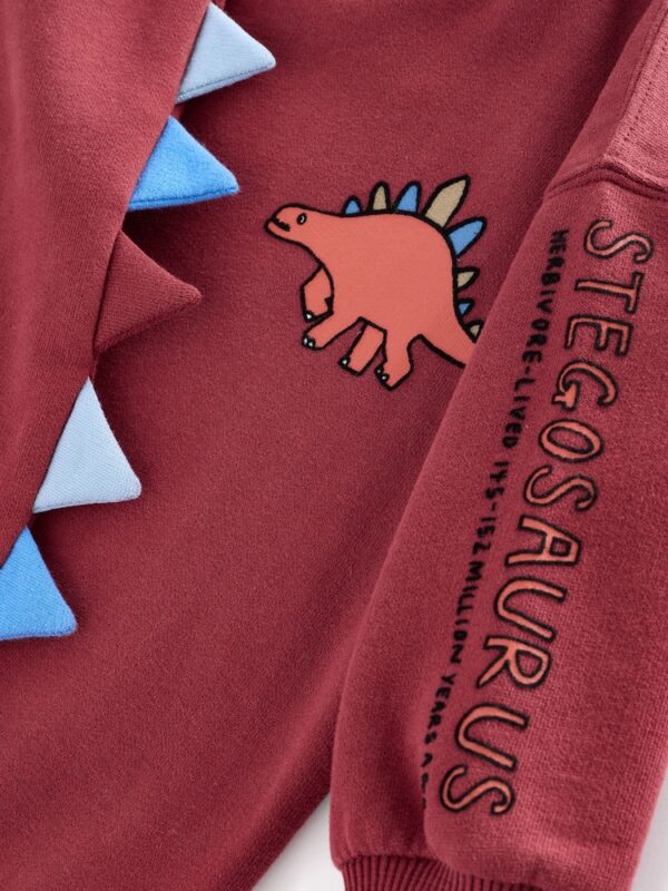 Burgundy Red Dinosaur Spikes Crew Sweatshirt And Joggers Set