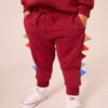 Burgundy Red Dinosaur Spikes Crew Sweatshirt And Joggers Set