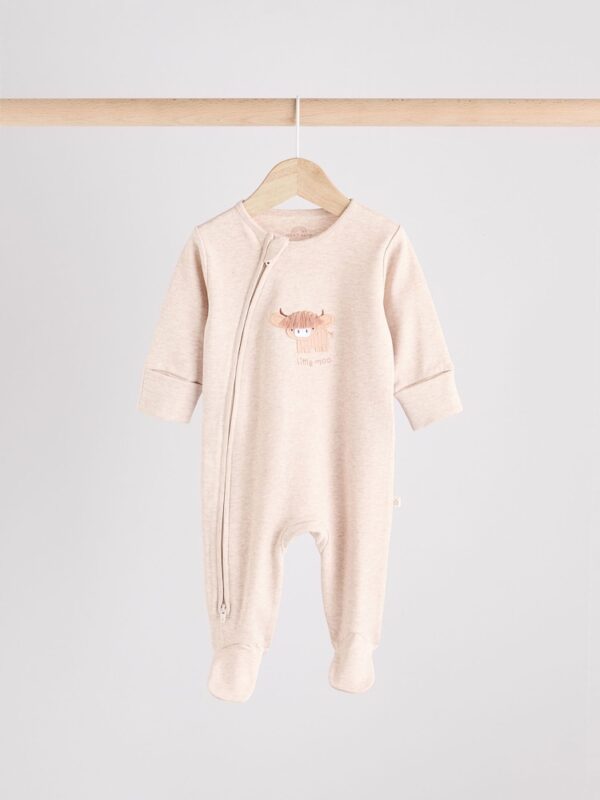 Neutral Hamish Baby 100% Cotton Sleepsuits 3 Pack