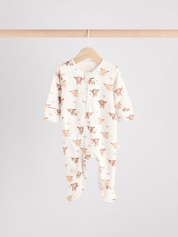 Neutral Hamish Baby 100% Cotton Sleepsuits 3 Pack
