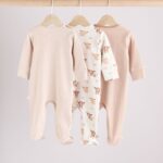 Neutral Hamish Baby 100% Cotton Sleepsuits 3 Pack