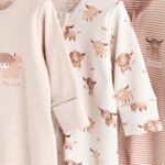 Neutral Hamish Baby 100% Cotton Sleepsuits 3 Pack