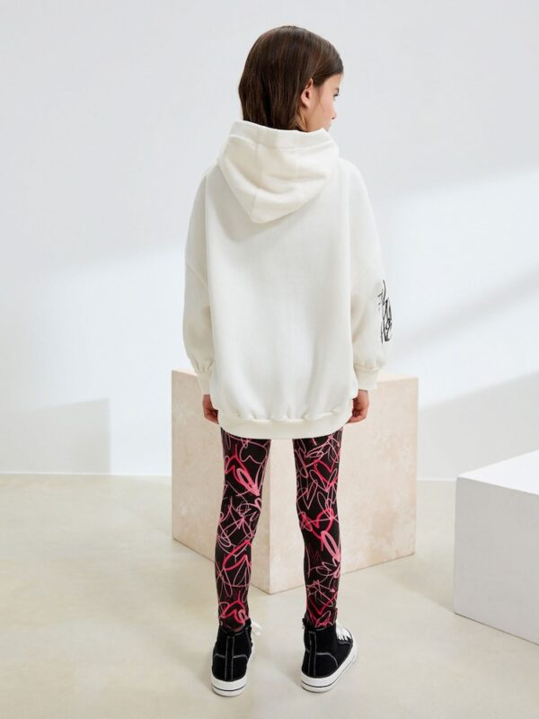 Ecru/Pink Graffiti Hoodie and Leggings Set