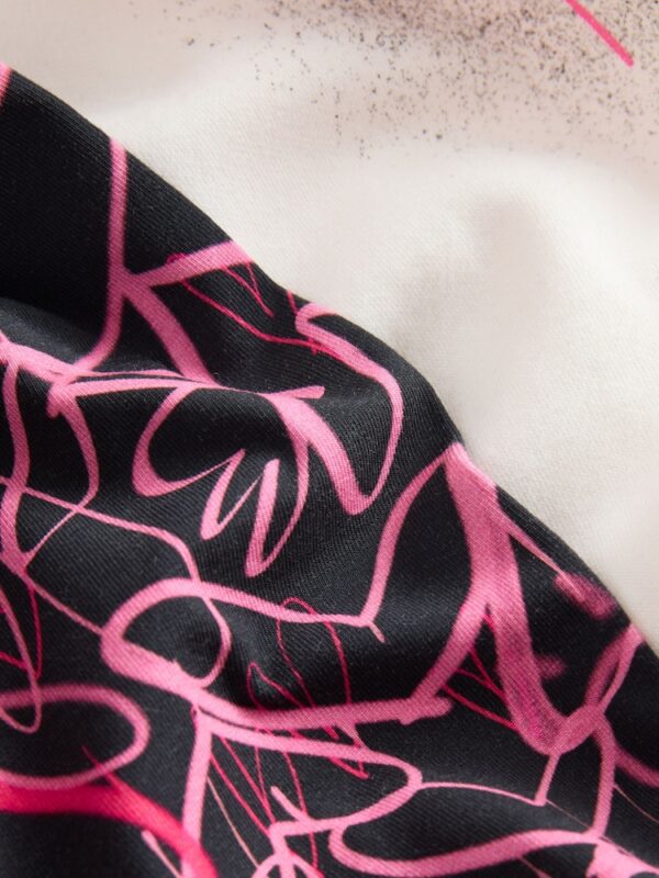 Ecru/Pink Graffiti Hoodie and Leggings Set