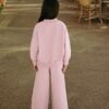 Pink Slogan Sweatshirt And Wide Leg Joggers Set