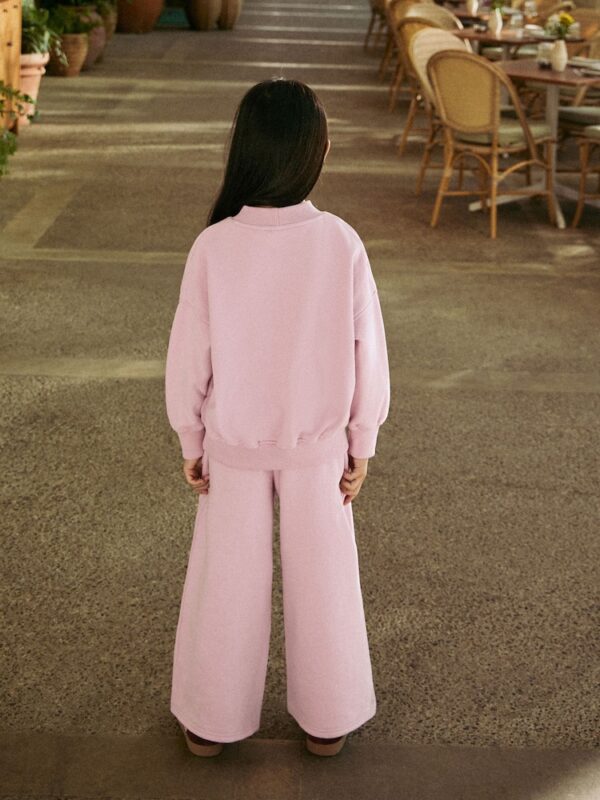 Pink Slogan Sweatshirt And Wide Leg Joggers Set