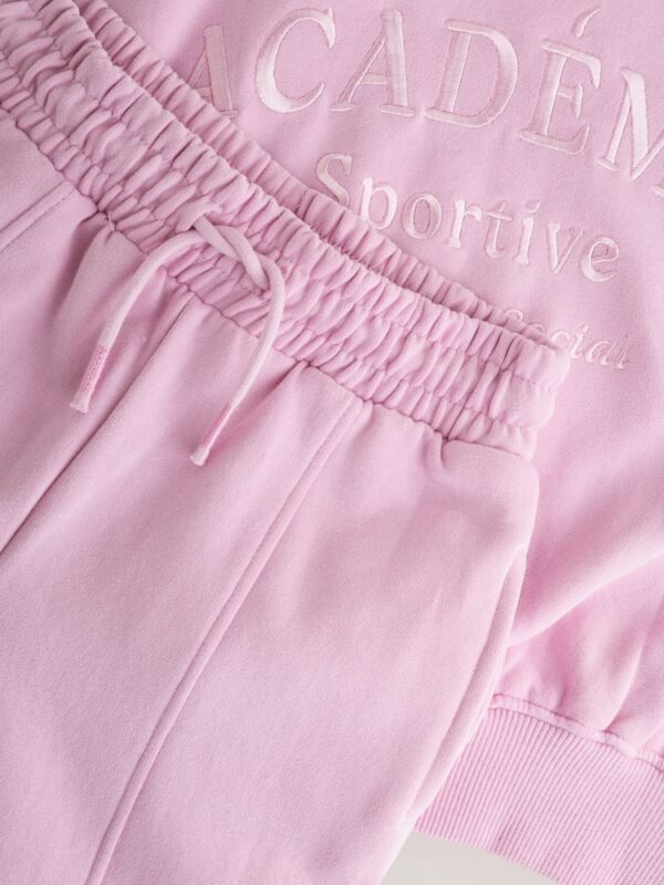 Pink Slogan Sweatshirt And Wide Leg Joggers Set