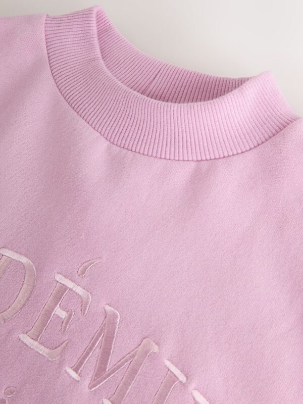 Pink Slogan Sweatshirt And Wide Leg Joggers Set