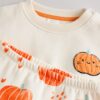 Pumpkin Print Baby Halloween Sweat Top and Joggers Set