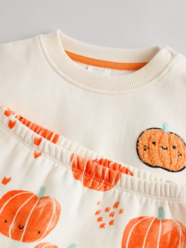 Pumpkin Print Baby Halloween Sweat Top and Joggers Set
