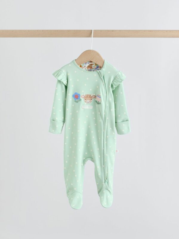 Green Hamish Baby Two Way Zip Sleepsuits 3 Pack