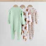 Green Hamish Baby Two Way Zip Sleepsuits 3 Pack