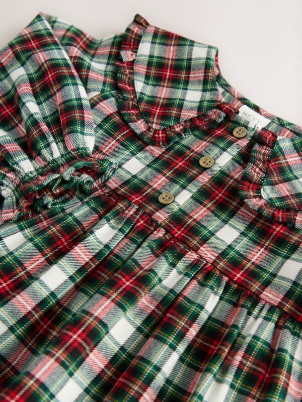 Red/Green Check Long Sleeve Collar Dress