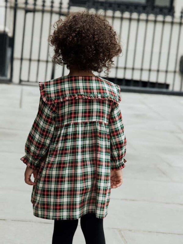 Red/Green Check Long Sleeve Collar Dress