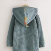 Blue Textured Jersey Dino Spikes Hoodie