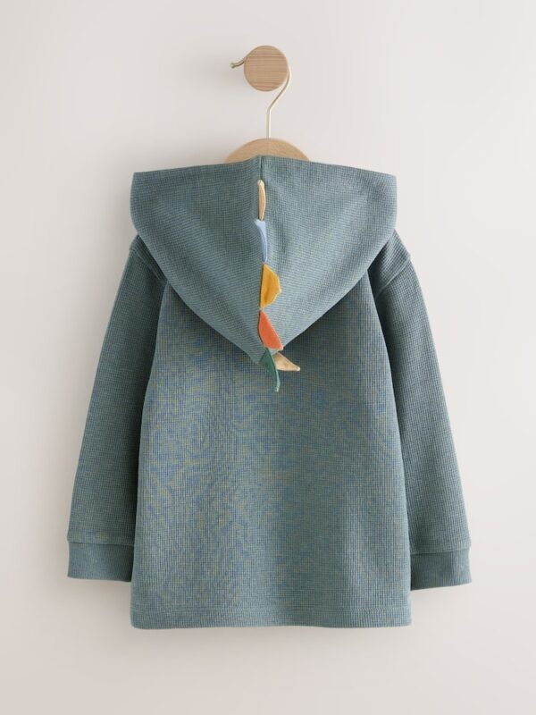 Blue Textured Jersey Dino Spikes Hoodie