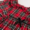 Red Check Long Sleeve Collar Dress