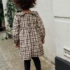 Neutral Check Long Sleeve Collar Dress