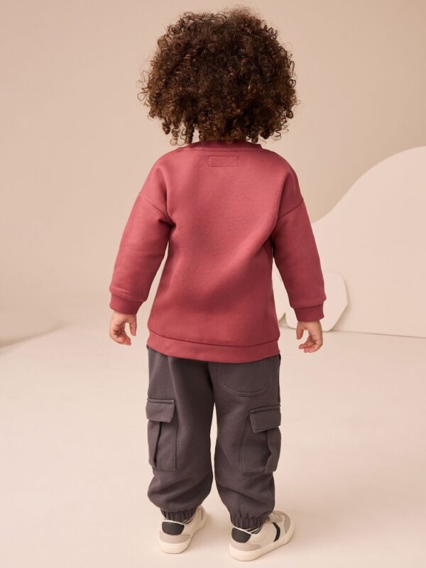 Burgundy Red Sweatshirt and Utility Joggers Set
