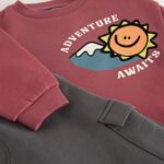 Burgundy Red Sweatshirt and Utility Joggers Set