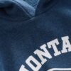 Navy Blue Marl Long Sleeve Printed Hoodie