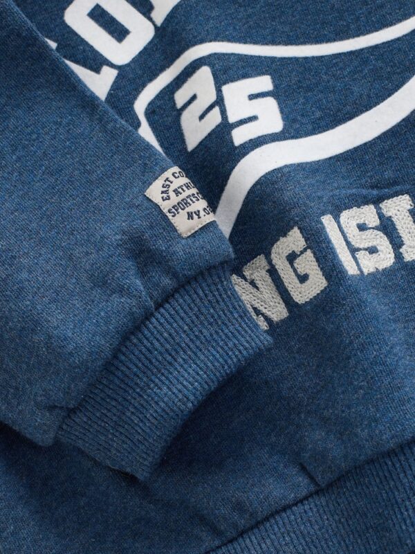 Navy Blue Marl Long Sleeve Printed Hoodie