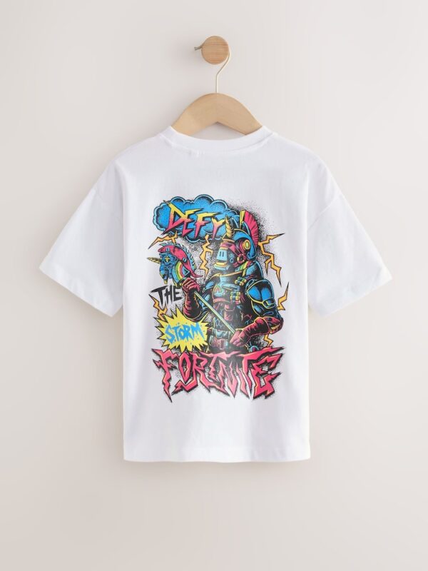 White Fortnite Print Short Sleeved T-Shirt