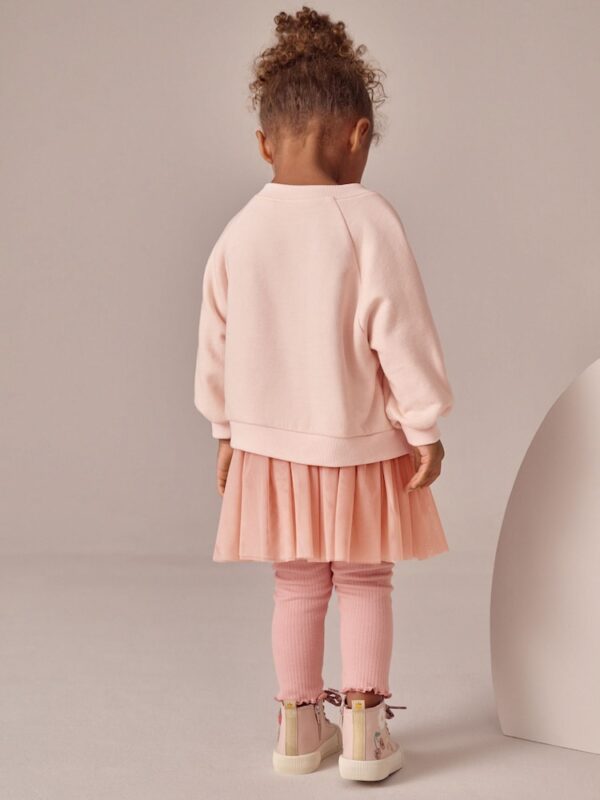 Pink Sweatshirt Skirt and Leggings 2 Piece Set