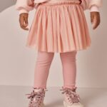Pink Sweatshirt Skirt and Leggings 2 Piece Set