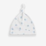 Blue/White Bear Baby Tie Top 100% Cotton Hats 3 Pack