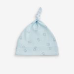Blue/White Bear Baby Tie Top 100% Cotton Hats 3 Pack