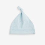 Blue/White Bear Baby Tie Top 100% Cotton Hats 3 Pack